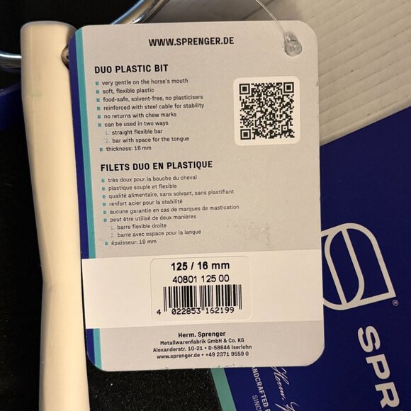 Herm Sprenger 5" Duo Loose Ring Nathe Soft Plastic 125mm Mullen Horse Bit - Picture 2 of 3